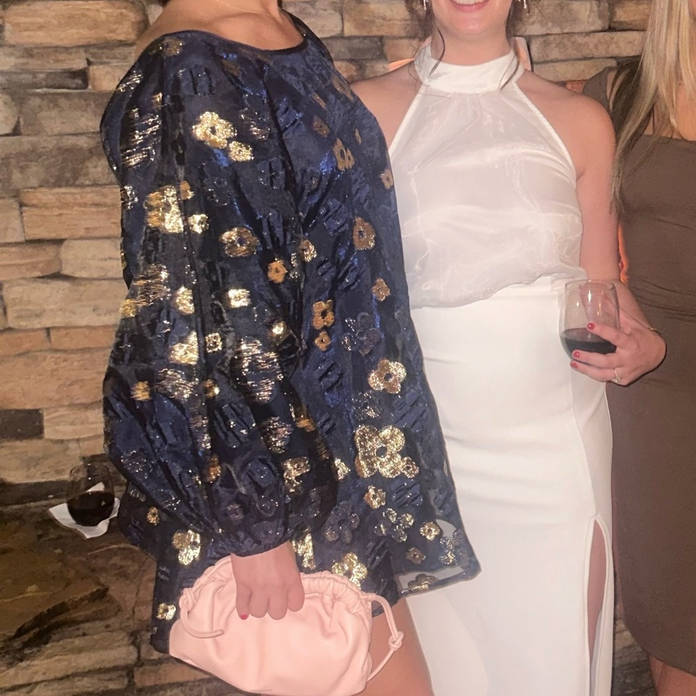 Arianne Navy and Gold Floral Mini Dress